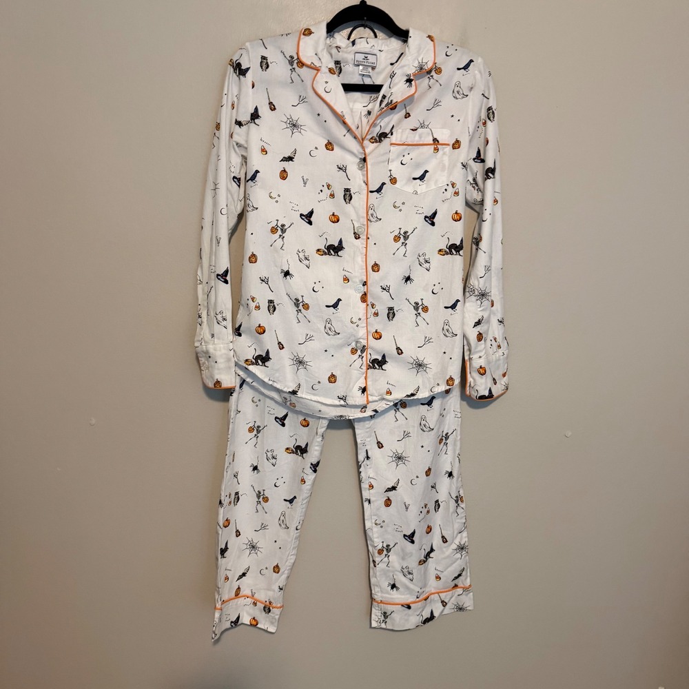 Petite Plume Trick or Treat Halloween Pajama Set Womens XS Cotton Ghost Casual